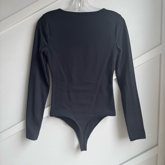Abercrombie&Fitch Long-Sleeve Squareneck Corset Bodysuit Black size S - Picture 6 of 10